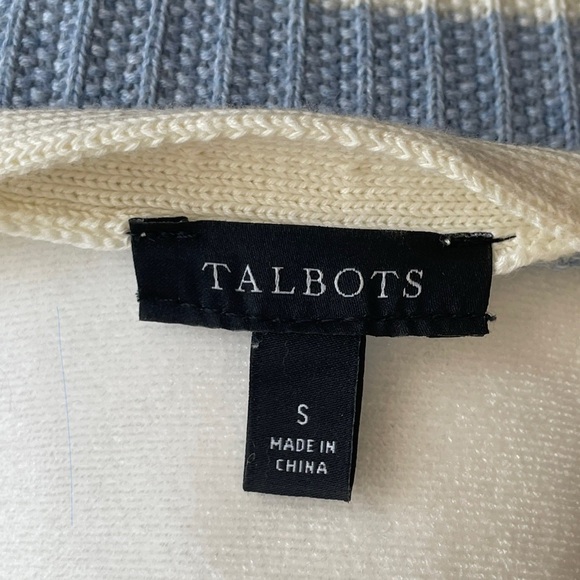 Talbots Striped Blue and Cream Women's V-Neck Cardigan Size Small - Picture 4 of 4